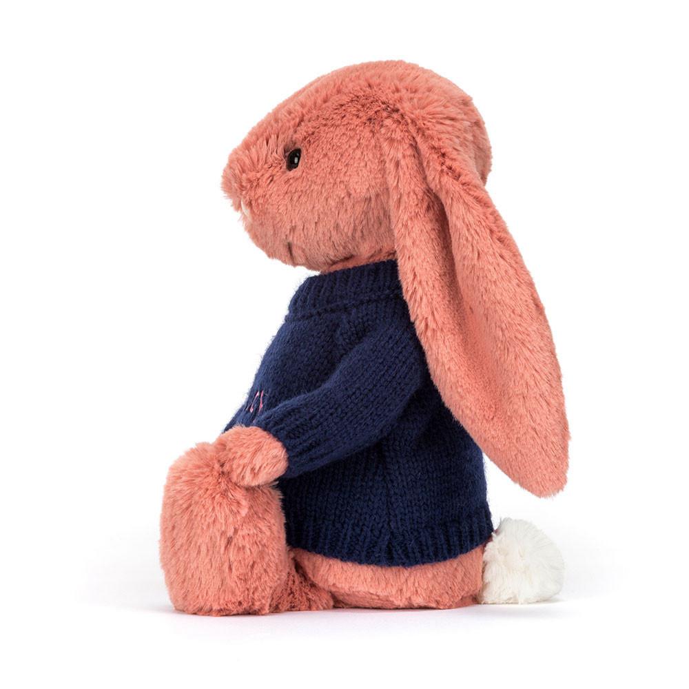 Jerséis Jellycat Bashful Sorrel Bunny with Personalised Navy Jumper 31cm x 12cm x 9cm Naranjas  Ecuador |  VHMTE9401