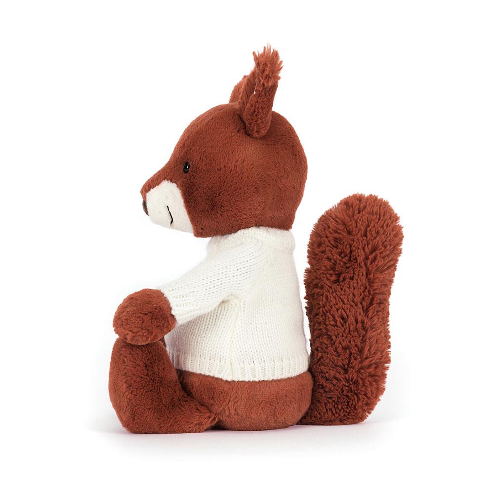 Jerséis Jellycat Bashful Squirrel with Personalised Cream Jumper 31cm x 12cm x 9cm Rojas  Ecuador |  JHXVC4895