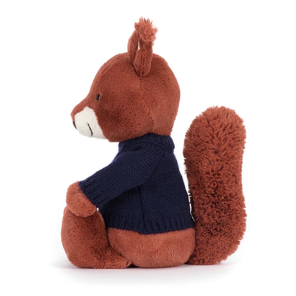 Jerséis Jellycat Bashful Squirrel with Personalised Navy Jumper 31cm x 12cm x 9cm Rojas  Ecuador |  TYVOK6741