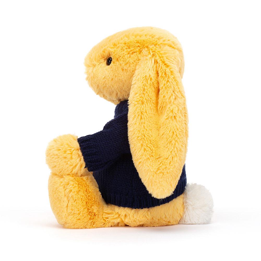 Jerséis Jellycat Bashful Sunshine Bunny with Personalised Navy Jumper 31cm x 12cm x 9cm Amarillo  Ecuador |  LIPYV1463