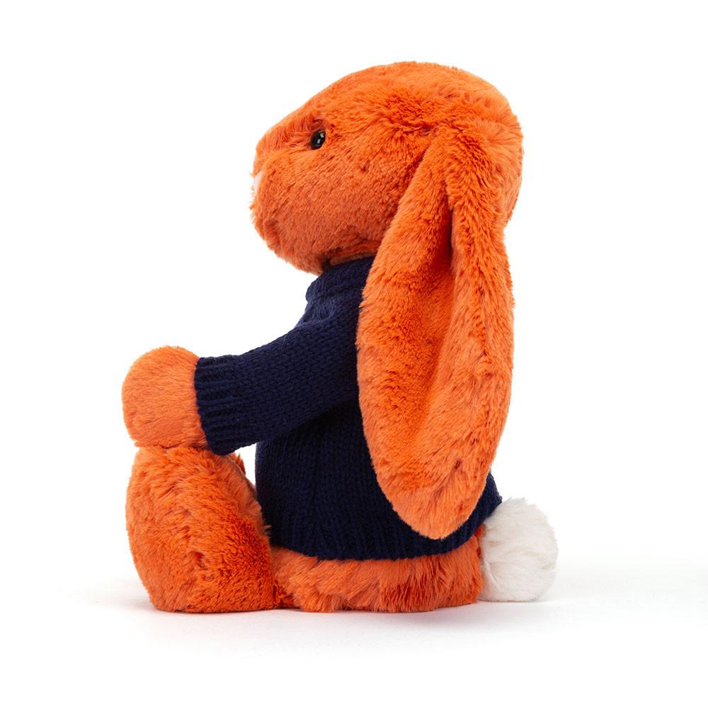 Jerséis Jellycat Bashful Tangerine Bunny with Personalised Navy Jumper 31cm x 12cm x 9cm Naranjas  Ecuador |  VBRHY2703