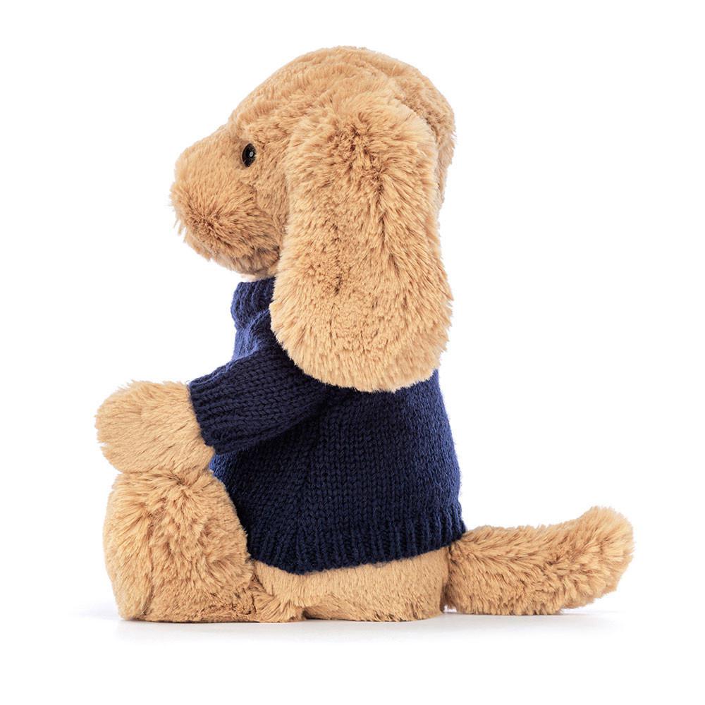 Jerséis Jellycat Bashful Toffee Puppy with Personalised Navy Jumper 31cm x 12cm x 9cm Marrones  Ecuador |  GQMFL3768