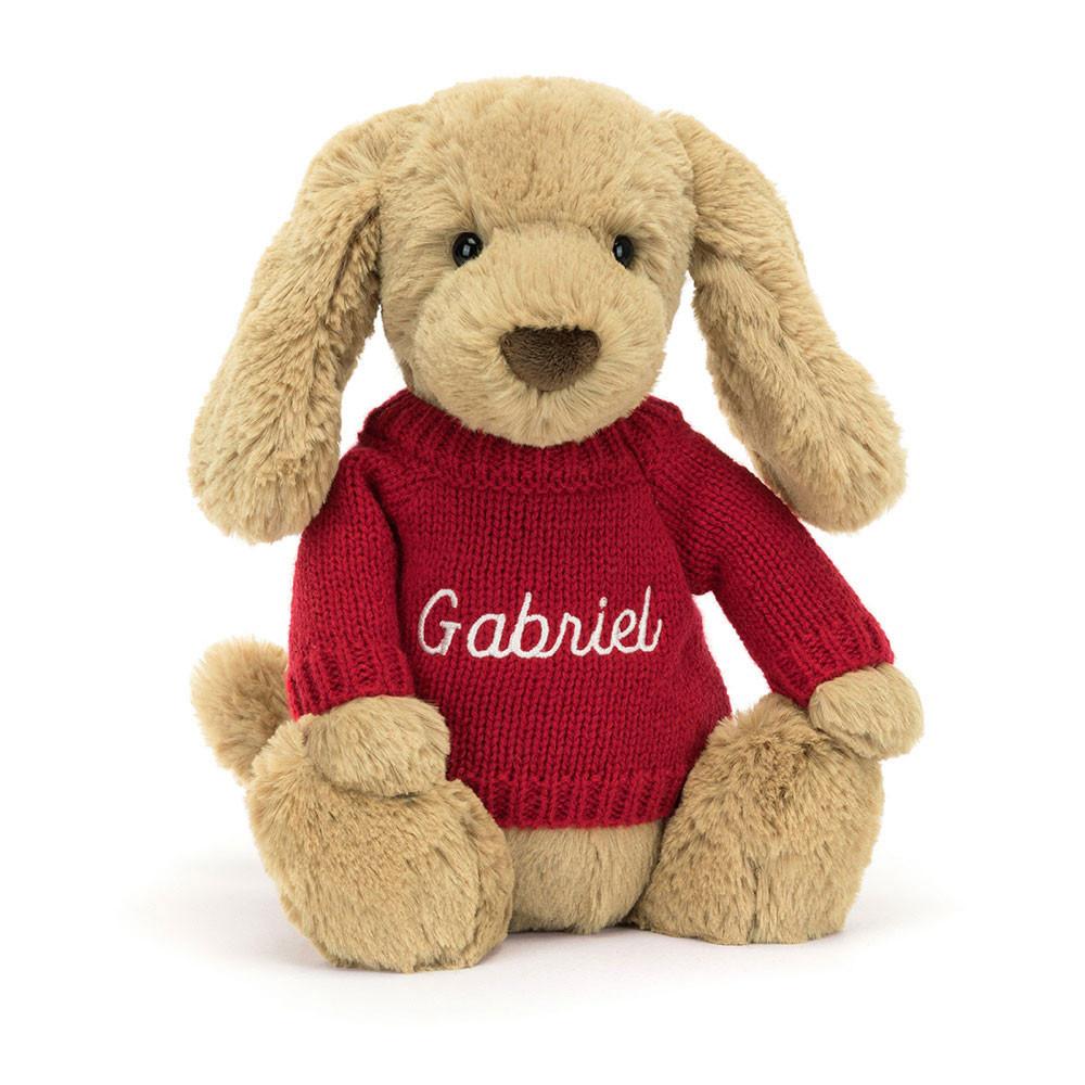 Jerséis Jellycat Bashful Toffee Puppy with Personalised Jumper 31cm x 12cm x 9cm Marrones  Ecuador |  QLTMH7806