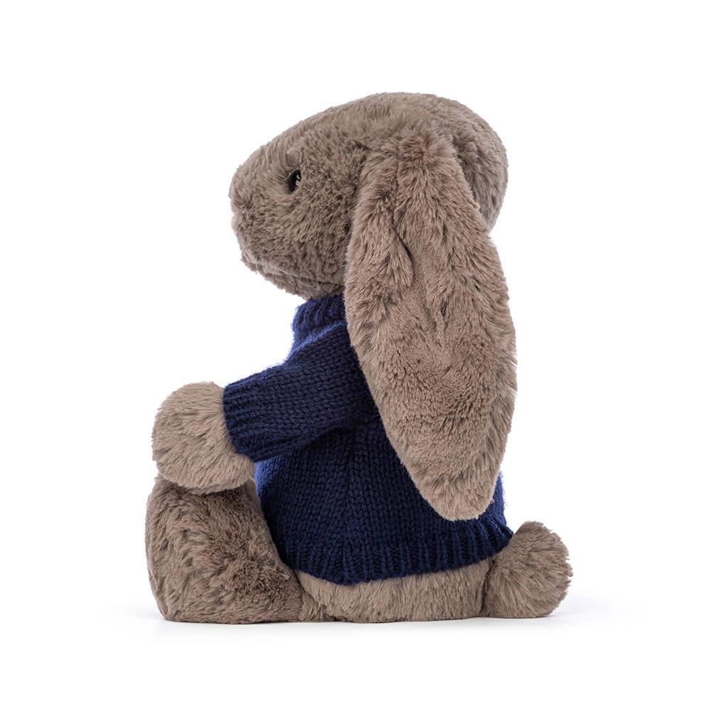 Jerséis Jellycat Bashful Truffle Bunny with Personalised Navy Jumper 31cm x 12cm x 9cm Marrones  Ecuador |  TUGIQ9530