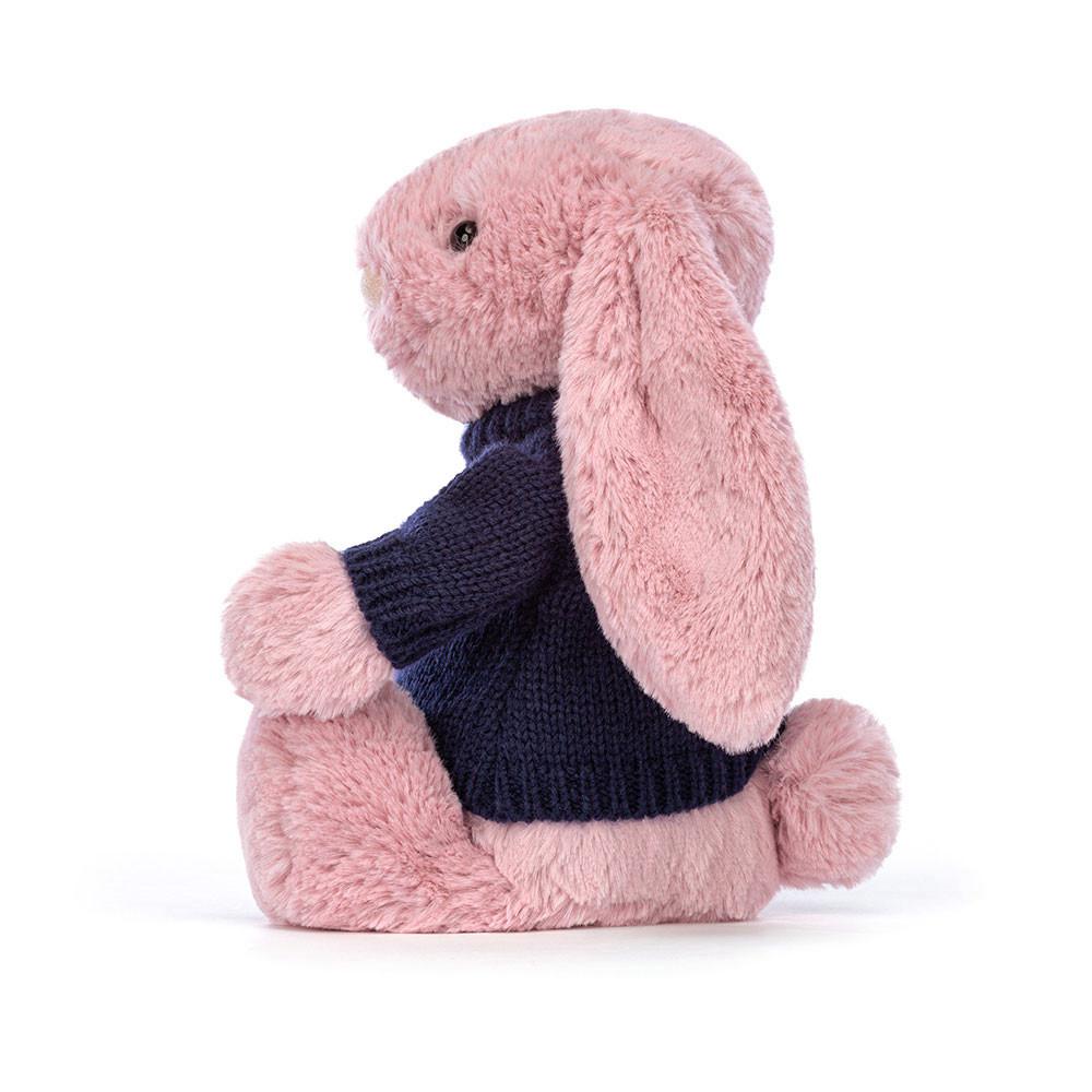 Jerséis Jellycat Bashful Tulip Bunny with Personalised Navy Jumper 31cm x 12cm x 9cm Rosas  Ecuador |  ONAZX0421