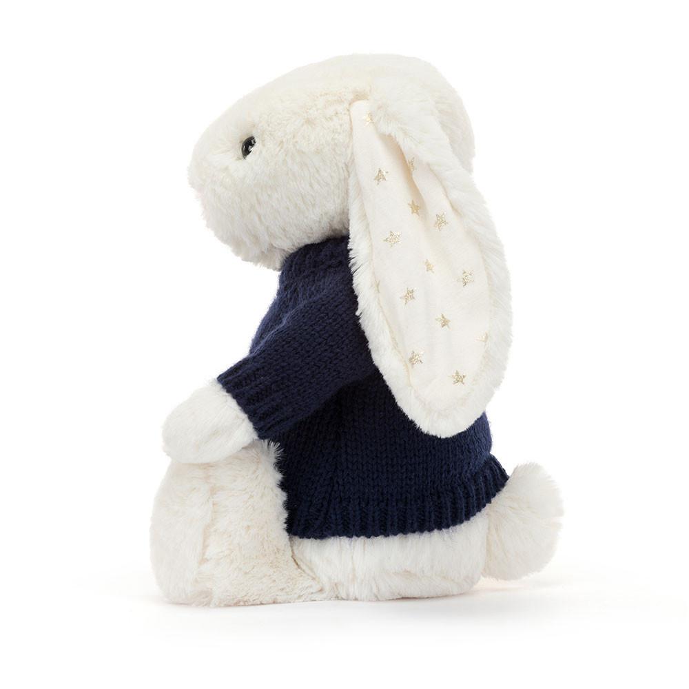 Jerséis Jellycat Bashful Twinkle Bunny with Personalised Navy Jumper 31cm x 12cm x 9cm Blancas  Ecuador |  SQGDO5812