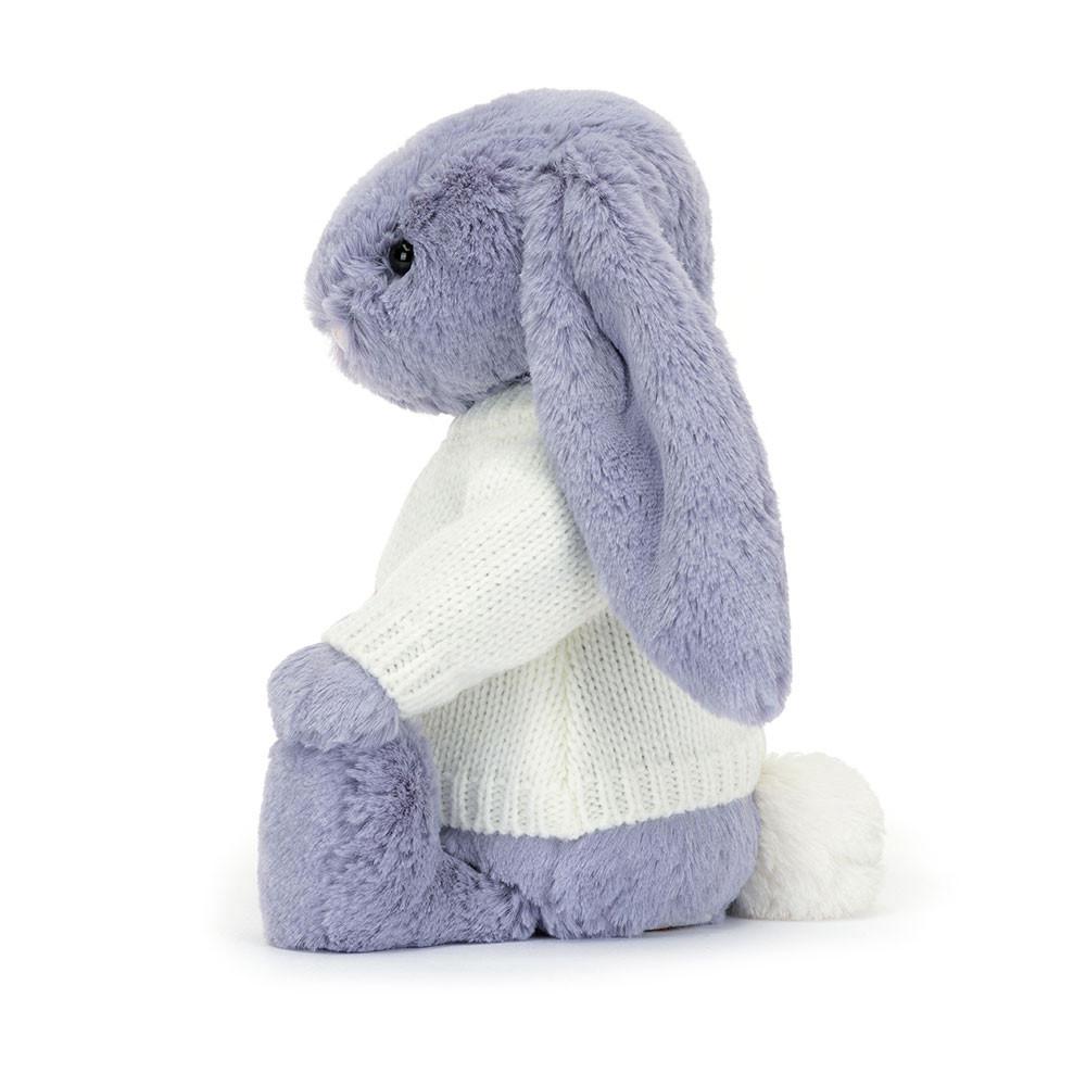 Jerséis Jellycat Bashful Viola Bunny with Personalised Cream Jumper 31cm x 12cm x 9cm Moradas  Ecuador |  WHIEB2586
