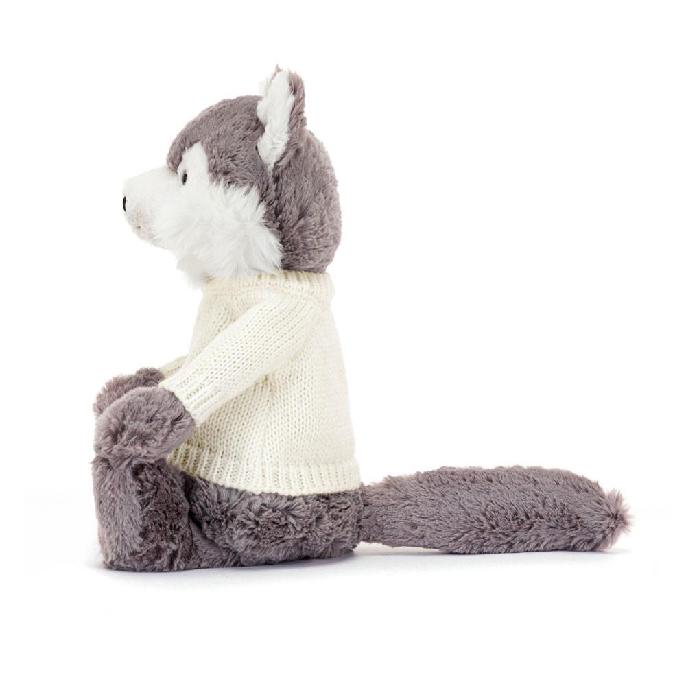 Jerséis Jellycat Bashful Wolf with Personalised Cream Jumper 31cm x 12cm x 9cm Gris  Ecuador |  CZPUD8310
