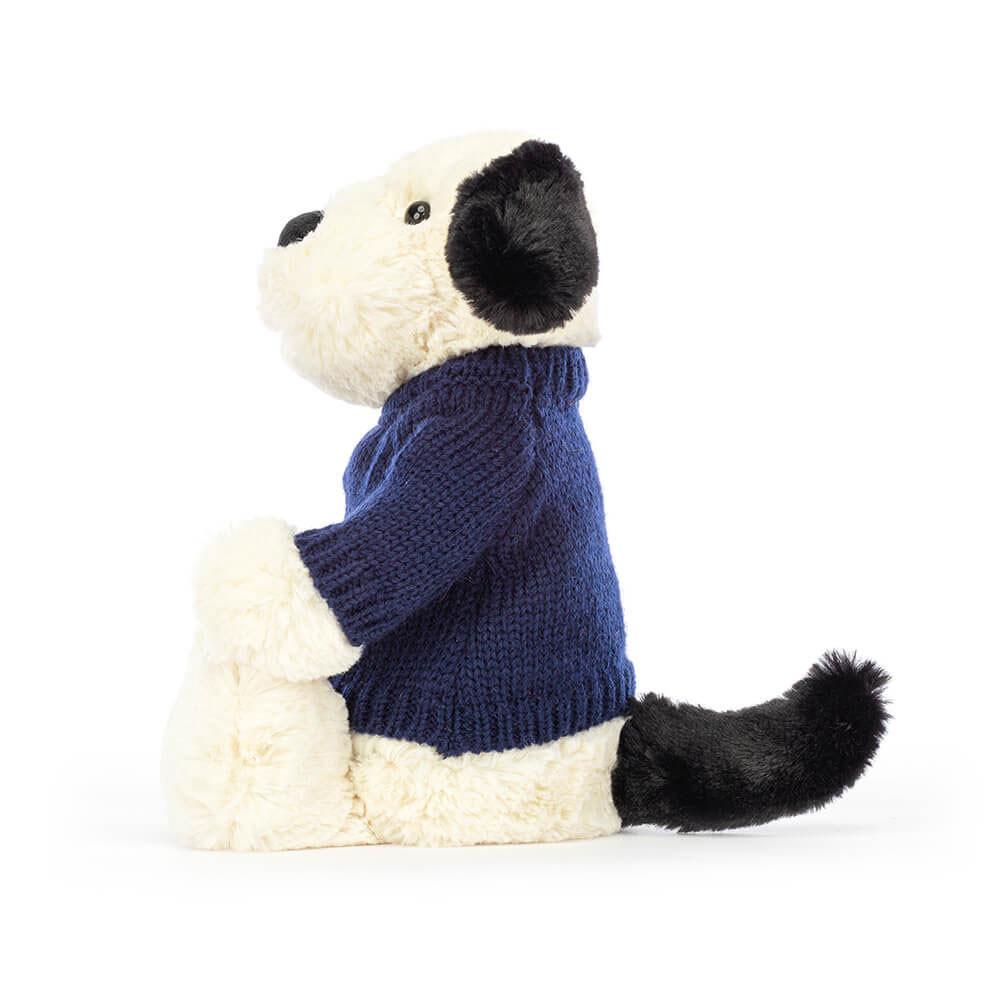 Jerséis Jellycat Bashful & Cream Puppy with Personalised Navy Jumper 31cm x 12cm x 9cm Blancas  Ecuador |  UMKEB2716