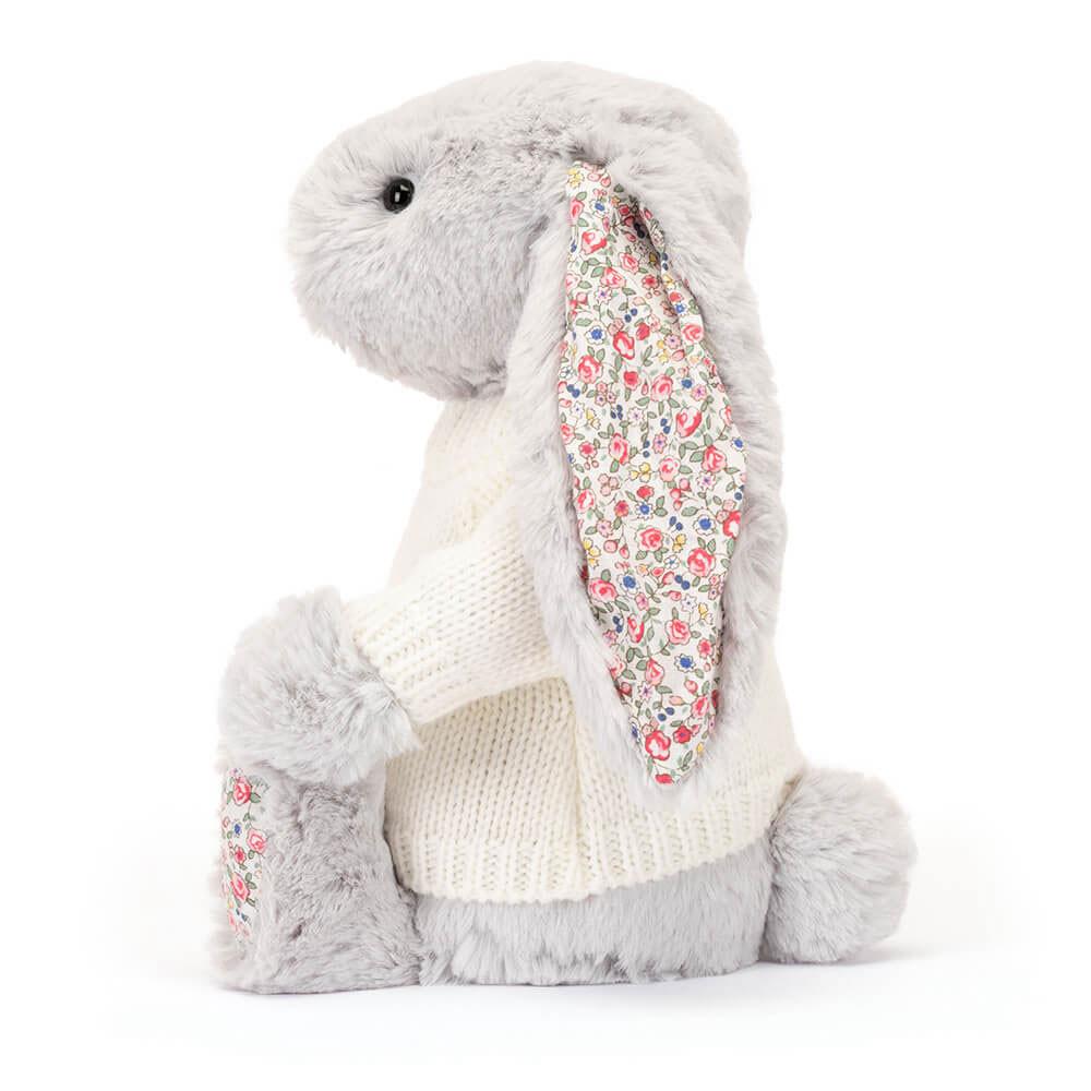 Jerséis Jellycat Blossom Silver Bunny with Personalised Cream Jumper 31cm x 12cm x 9cm Gris  Ecuador |  VRNCQ6405
