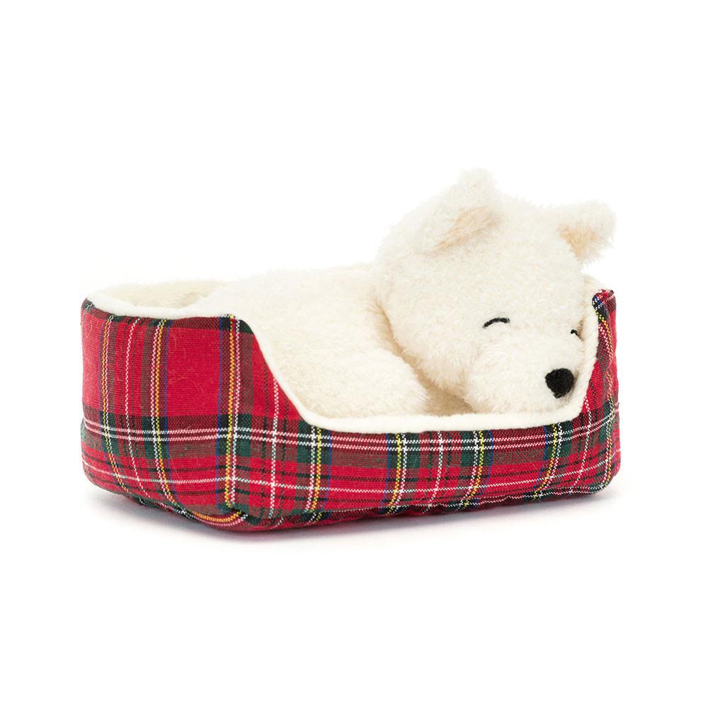 Mascota Jellycat Napping Nipper Westie 10cm x 15cm x 12cm Blancas  Ecuador |  FLWSV5134